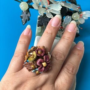 🖤Handmade leather flower ring